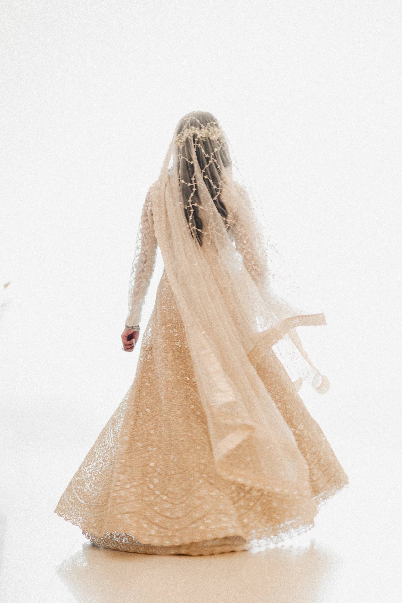 Bride silhouetted in a lit tunnel, film still